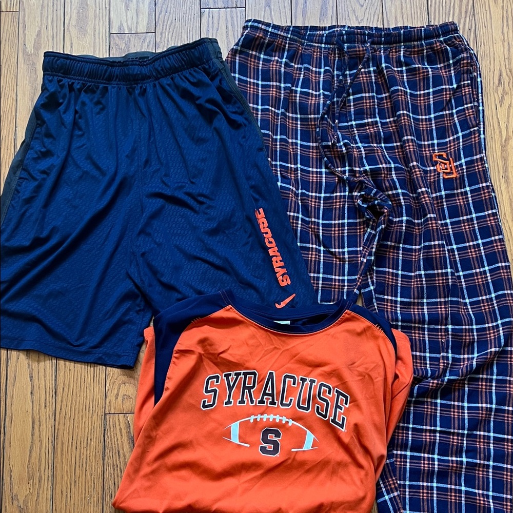 Syracuse SU Men’s Flannel PJ Pants NIKE Shorts Shirt Bundle